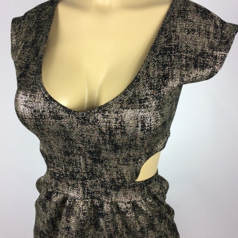 Body Central Metallic Gold Mini Dress Size Small